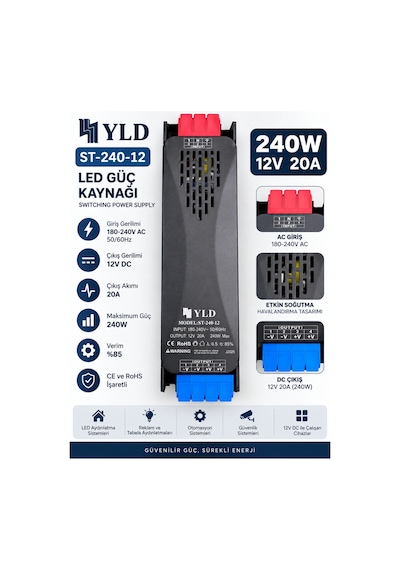 St-240-12 240w 12v 20a Slim Led Güç Kaynağı Led Trafosu , Switching Power Supply