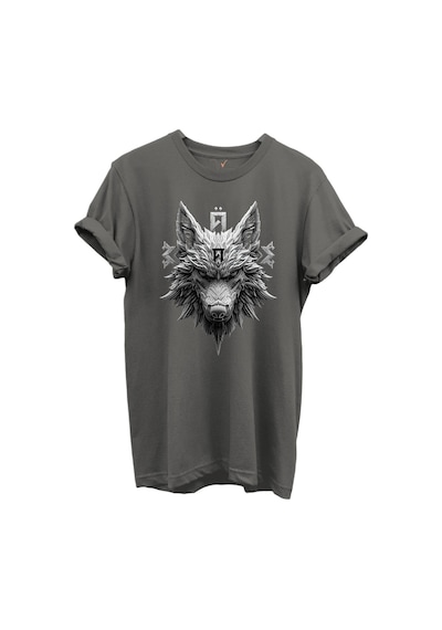 Kurt Ve Türk Özel Koleksiyon Serisi-5 Tasarım Baskılı %100 Pamuk T-shirt Antrasit