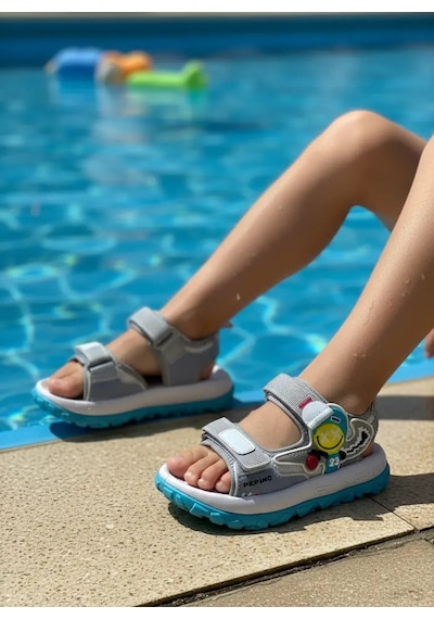 Pepino 2208 Anatomik Erkek Çocuk Işıklı Rahat Sandalet Gri