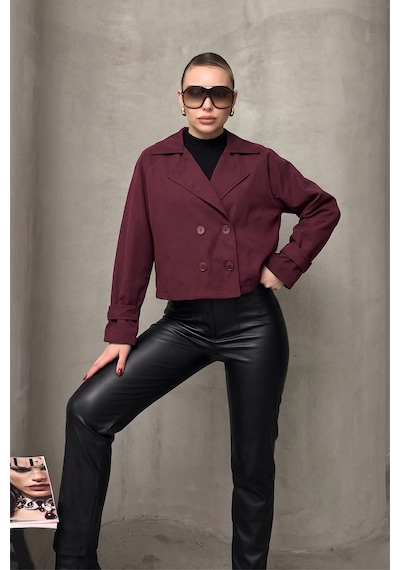 Olcay Kruvaze Oversize Ceket Bordo 8278
