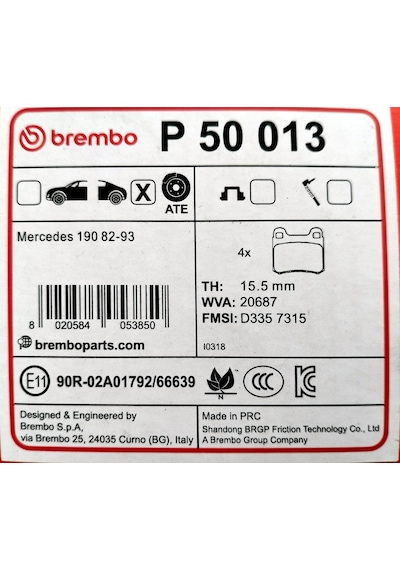 Mercedes W124 W202 Arka Fren Balatası Takımı Brembo