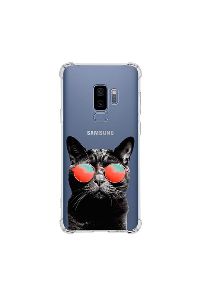 Samsung Galaxy S9 Plus Uyumlu Kedi 3 Baskılı Şeffaf Köşe Korumalı Antişok Kılıf