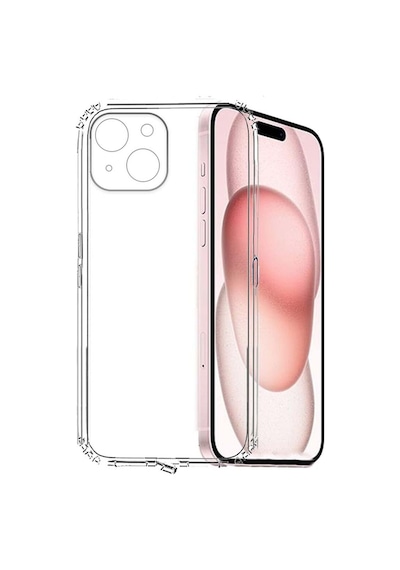 Apple Uyumlu iPhone 15 Plus Kapak Kamera Korumalı Tıpalı Şeffaf Silikon Kılıf