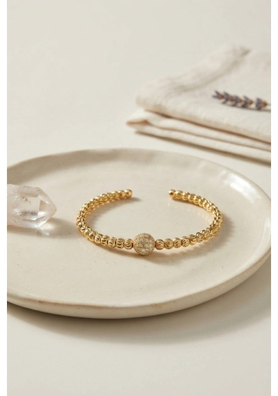 Mey İthalat Gold Renk Dorika Model Zirkon Taşlı Kadın Bileklik Açık Mor