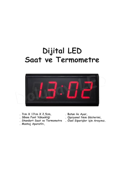 Dijital Led Saat Termometre 38Mm Çok Renkli