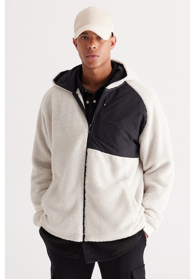 AC&Co / Altınyıldız Classics Erkek Bej Oversize Bol Kesim Kapüşonlu Polar Bej