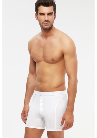 Kom Long Şort Erkek 2li Boxer Beyaz Çok Renkli