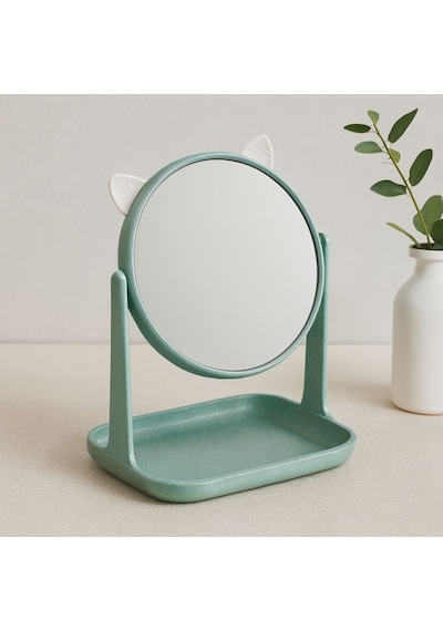 Yuvarlak 15 Cm Plastik Makyaj Aynası Kulaklı, Sepetli 10 Parça