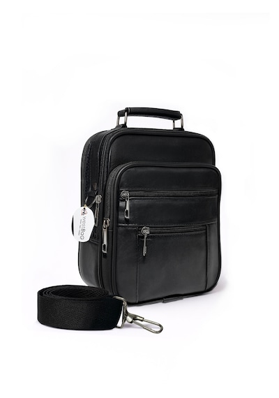 Westbag Erkek Çelik Kasalı Hakiki Deri El Ve Omuz Çantası Ayarlanabilir Askılı Küçük Boy Siyah