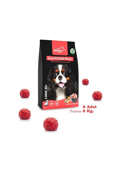 Kuzu Etli Tahılsız Barf Köpek Maması 8 Kg - 1000 G X 8
