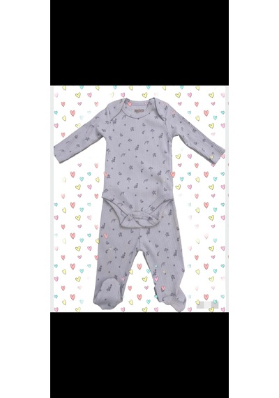 Laura Baby Necix's Kız Bebek 3 Lü Alttan Çıtçıtlı Alt Üst Takım Açık Mor