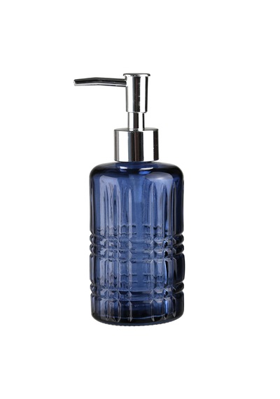 Cam Sıvı Sabunluk,kristal Desenli Mavi 300ml Banyo Seti 6,8x17,