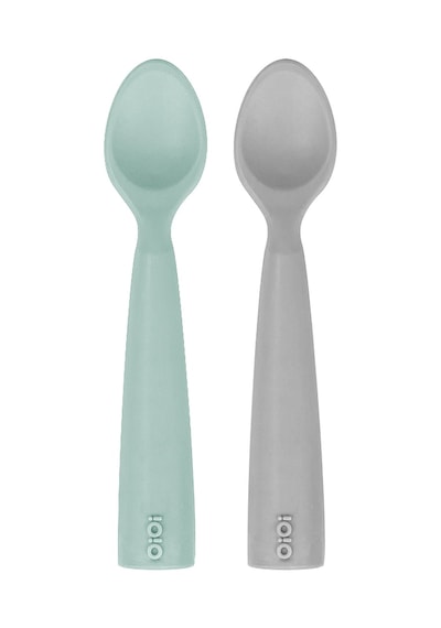 Oioi Nam Nam 2'li Silikon Mama Kaşığı - River Green / Powder Grey Açık Yeşil - Gri
