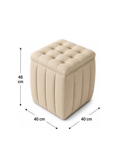 Yeni Sezon İthal Belora Kumaş Puf 40x40 Cm Ultra Yumuşak, Lüks Dokulu, Premium Kalite Kare Puf Krem - 908231317 Krem