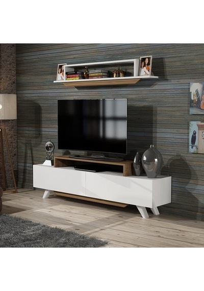 Tv Ünitesi Herry Beyaz Ceviz 150 Cm Beyaz - Ceviz Tv Ünitesi Herry Beyaz Ceviz 150 Cm Beyaz - Ceviz