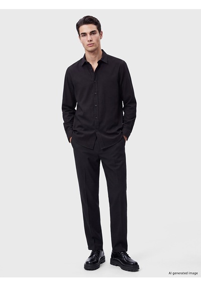 LC Waikiki Lc Waıkıkı Siyah Regular Fit Oxford Erkek Gömlek