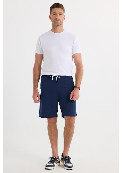 Tudors Erkek Relax Fit Rahat Kesim %100 Pamuk Beli Bağcıklı Lacivert Şort-35703 Lacivert