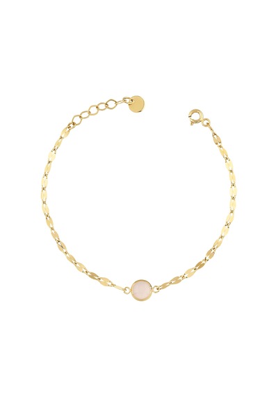 Debora Jewelry 14 Ayar Altın Pembe Kuvars Taşlı Bileklik