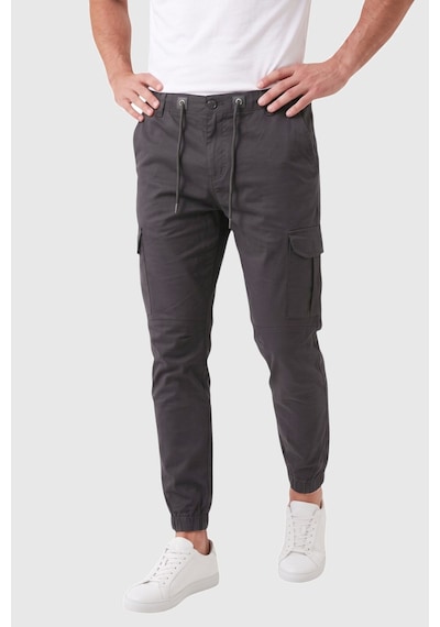 Deepsea Erkek Slim Fit Likralı Füme Kargo Cepli Jogger Pantolon İpli Bel Lastikli Paça 2600589