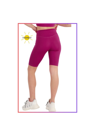 Missmaral Kadın Yüksek Bel Toparlayıcı Kısa Spor Tayt Biker Şort Basics Casual & Comfort Mürdüm 1070 MÜRDÜM
