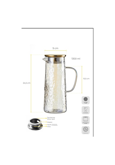 Sante Luster Cam Büyüsü Filtre Kapaklı Sürahi 1300ml