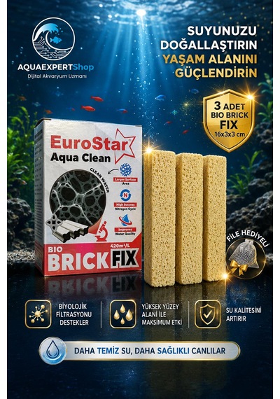 Akvaryum Filtre Malzemesi - Bio Brick Fix 500 Ml - Güçlü Bakteri Tutucu Biyolojik Medya - 3 Adet Brick - File Hediyeli
