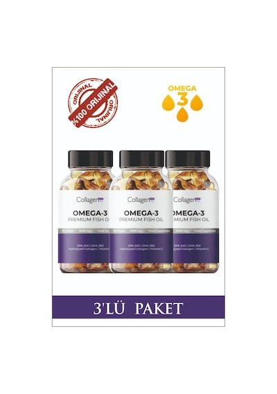 Collagen Forte 3 Adet Omega-3 Premium Fish Oil 90 Softgel X 1000mg