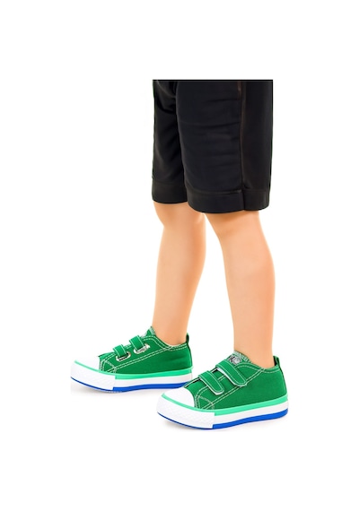 Kiko Kids Linen Cırtlı Erkek Bebek Keten Spor Ayakkabı Yeşil