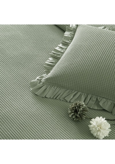 Linens Bsp Çift Kişilik Yatak Örtüsü Seti Yeşil Yeşil