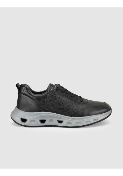 Cabani Hakiki Deri Erkek Hafif Taban Sneaker Ayakkabı Siyah