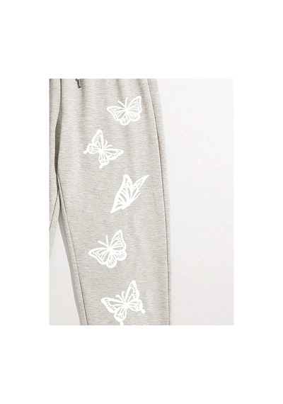 Tarzsokak Butterfly Print Tie Waist 4 Mevsim Eşofman Bej