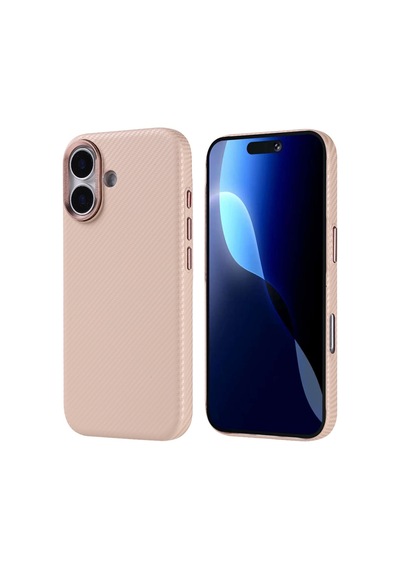 Apple iPhone Uyumlu 17 Kılıf Ultra İnce Karbon Tasarımlı Ve Magsafeli Cabix Premium Kapak Bej