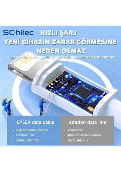 6a 100w Type-c To Lightning Hızlı Data Ve Şarj Kablosu 3 Metre Beyaz Sx31 Diğer