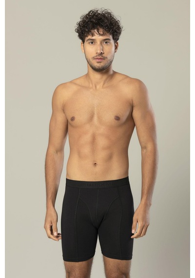 Erdem Siyah Pamuk Elastan Uzun Boxer 1416 Siyah