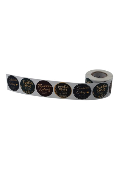 Pp Metalize Teşekkür Ederiz Etiketi 50mm Çapında 500 Adet 4 Tasarım