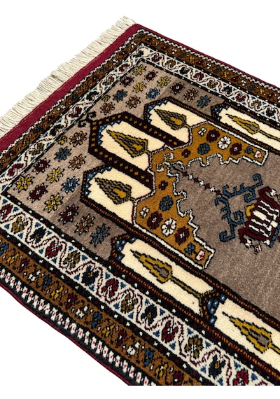 El Dokuma Sıfır Yahyalı Halısı Vizon Seccade 80x115 Yün Namazlık