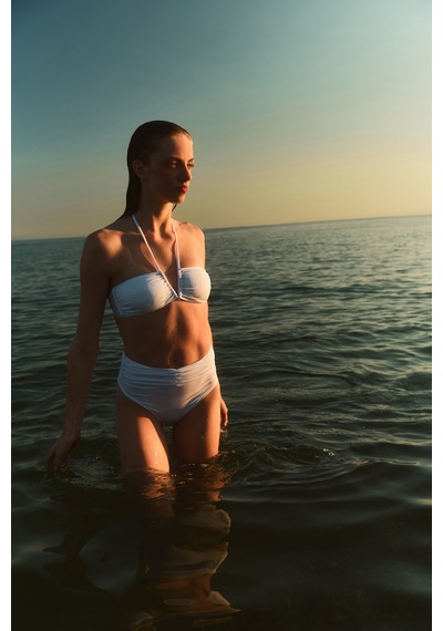 Açelyaokcu Premium Yüksek Bel İsis Fit Kadın Bikini Altı Beyaz