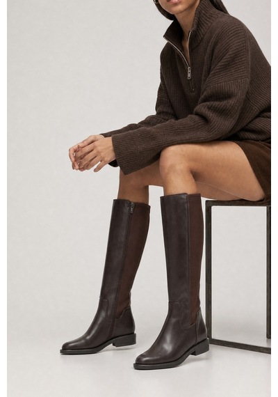 Luvi Shoes Moly Kahverengi Streç Detaylı Kadın Çizme