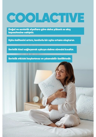 Akıllı Soğuk Cool Actıve Kumaş - Tombul Visko Yastık - Terleme Ve Isı Önleyici Ortopedik Yastık 1 Adet Çok Renkli