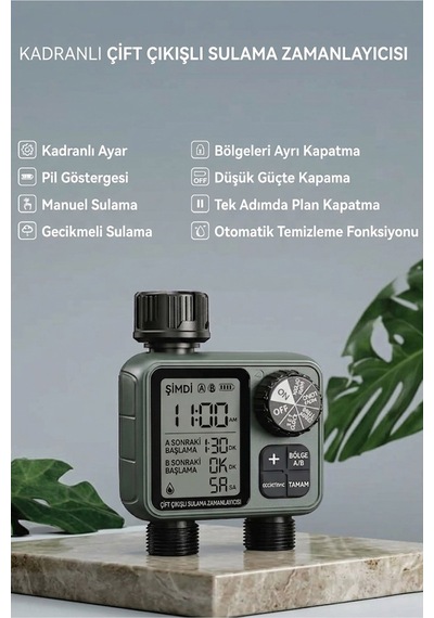 Profesyonel Otomatik Sulama Kontrol Ünitesi - Çift Çıkışlı & Manuel Modluakıllı Sulama Sistemi Ipx5