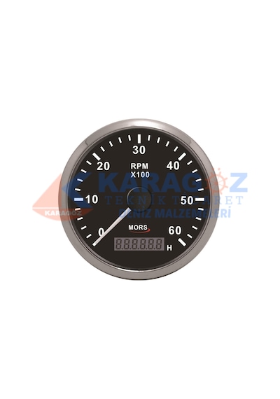 MORS DEVİR GÖSTERGESİ 6000RPM SİYAH 100MM MOTOR SAATLİ 12-24V