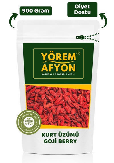 Yörem Afyon Doğanın Kırmızı Mucizesi Kadim Gençlik Sırrı Doğal Gojiberry, Kurt Üzümü Lycium Barbarum 900gr. 900 G
