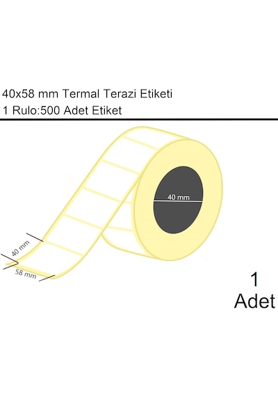 40x58 Mm Termal Terazi Etiketi 500'lü Sarım 1 Rulo Etiket 1