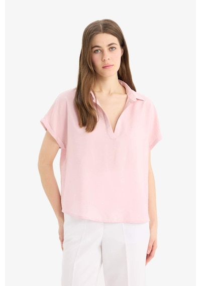 DeFacto Comfort Fit Gömlek Yaka Basic Düz Kısa Kollu Bluz E5989AX25SPPN130 DeFacto Comfort Fit Gömlek Yaka Basic Düz Kısa Kollu Bluz E5989AX25SPPN130