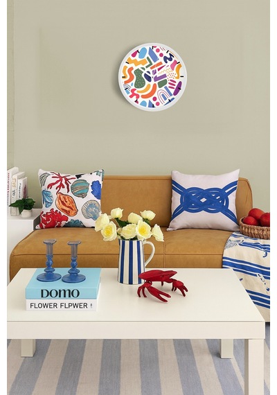 Soyut - Geometrik Temalı Modern Duvar Saati - 30cm - Önü Camlı Beyaz Kasa - Sessiz Mekanizma-jh0260 Beyaz