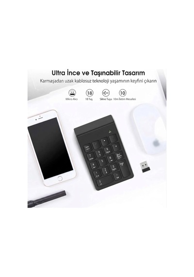 2.4ghz Kablosuz Nümerik Klavye Ultra İnce Taşınabilir Numpad