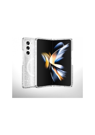 Galaxy Uyumlu Z Fold 6 Kılıf Magsafe Şarj Özellikli Parlayan Simli Saydam Renkli Al Şeffaf Şeffaf