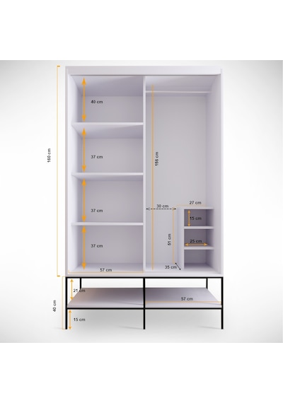 Pasific Home Martin 2 Kapaklı Sürgülü Gardırop Elbise Dolabı Beyaz - Beyaz Mermer 120 CM