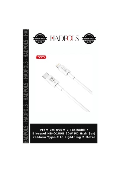 Premium Uyumlu Taşınabilir Bireysel Nb-q189b 20w Pd Hızlı Şarj Kablosu Type-c To Lightning 2 Metre