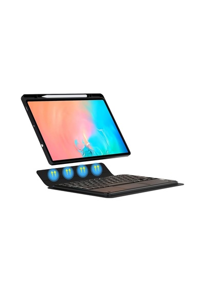 Samsung Galaxy Tab S10 Fe Sm-x520 X526 İle Uyumlu Kılıf Klavyeli Kalem Bölmeli Bluetooth Bağlantılı Standlı Tablet Kılıfı Siyah